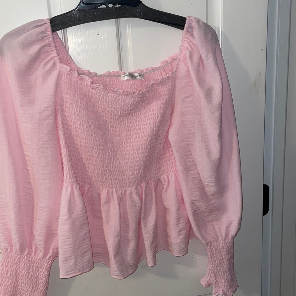 Pink Vestique Puff Sleeve Top